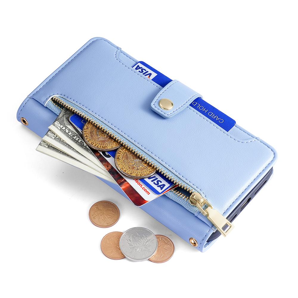 For Xiaomi Redmi K60 Ultra/13T/13T Pro Case Leather Zipper Wallet Stand Phone Cover with Long and Short Strap