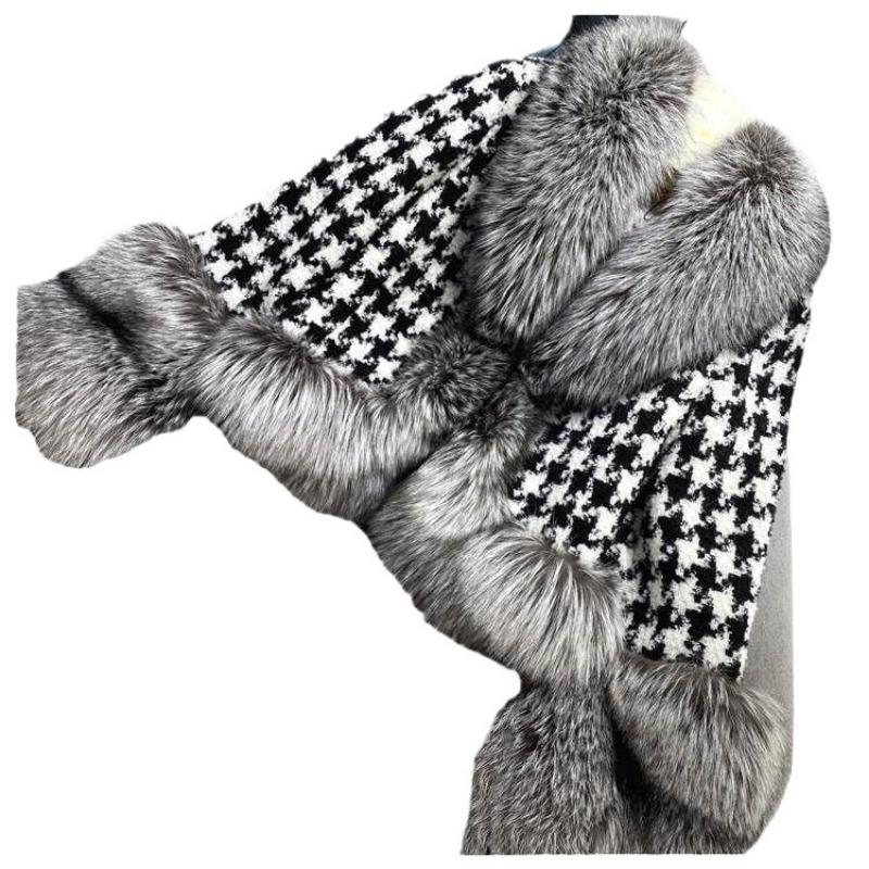 Imitation fur jacket women's short new light women's short thousand bird grid imitation silver fox fur jacket