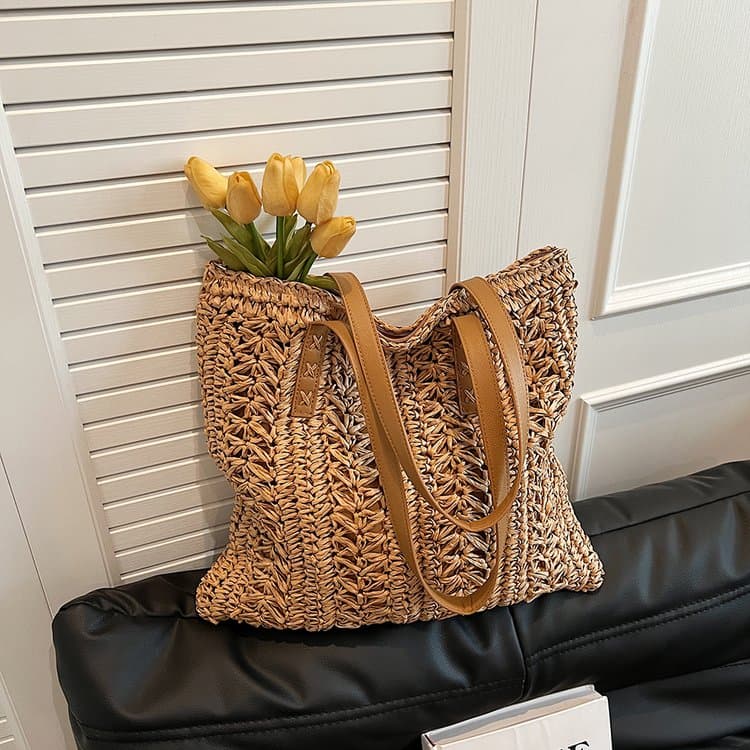 French vacation style seaside commuter shoulder bag хаки