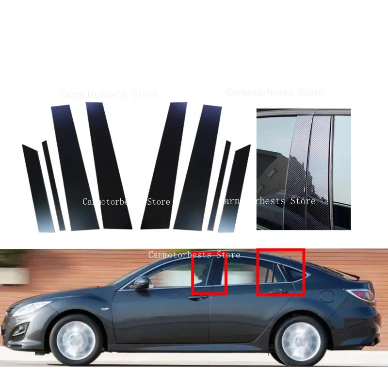 8Pcs Glossy Black Pillar Posts Fit For Mazda 6 GH1 Liftback 2009 2010 2011 2012 2013 Window Trim Door Side Cover Silver Carbon