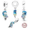 Charms camaleonte adatti a braccialetti originali alla moda in argento 925 con zircone, perlina a forma di polpo e tartaruga, ciondolo a forma di farfalla e lucciola, fai da te per realizzare gioielli