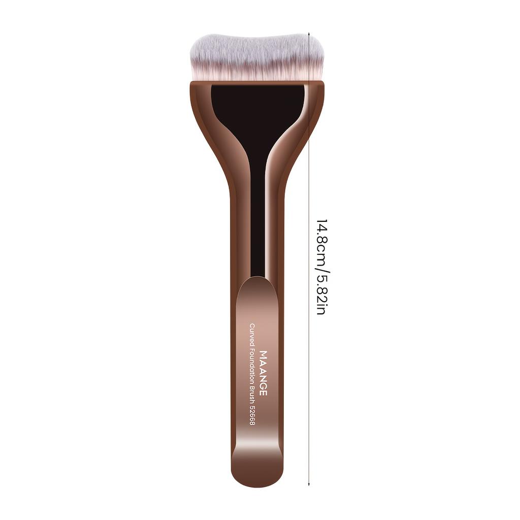 MAANGE Professional Foundation Brush - Soft Nylon Bristles, Elegant Brown Handle - For BB Cream, Liquid Foundation & Powder - Travel-Friendly