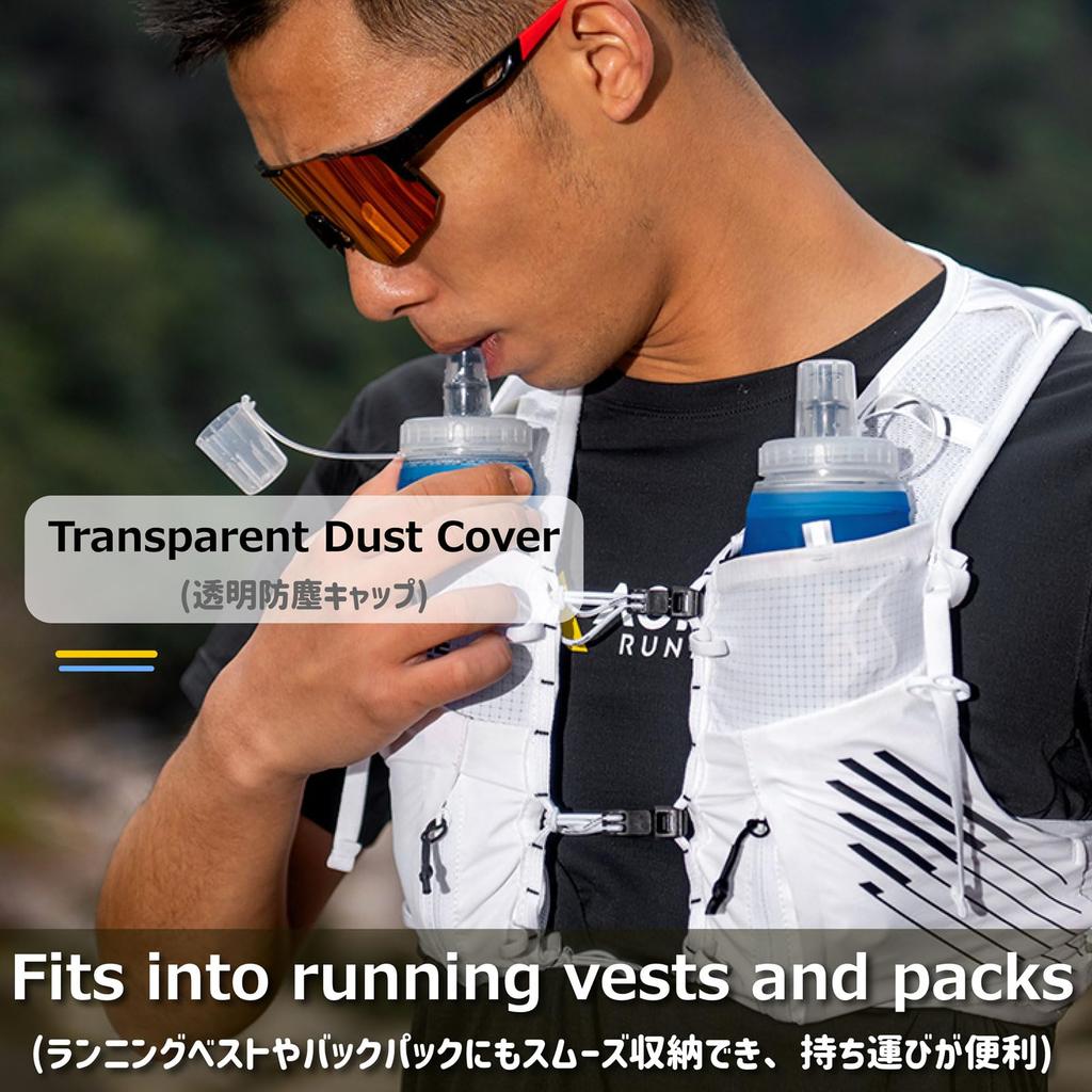Azarxis Soft Flask Water Bottle 500ml Foldable Lightweight Easy to Wash Wide Mouth Water Bottle Hydration Running Sports Mountaineering Marathon