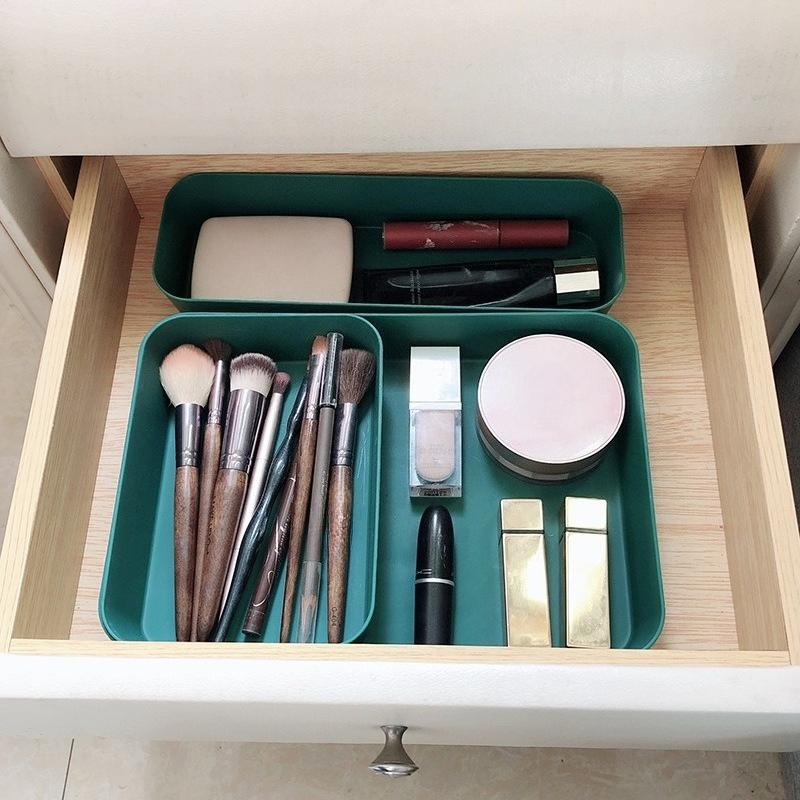 Plastic Rectangular Drawer Organizer Divider Box Multi-scene Small Storage Container for Desktop Cosmetics and Kitchen Tableware