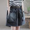 Weite Denim-Shorts für Damen Sommer-Neuheiten Hoher Bund Große Taschen Blaue Jeans-Shorts Lässige Hosen