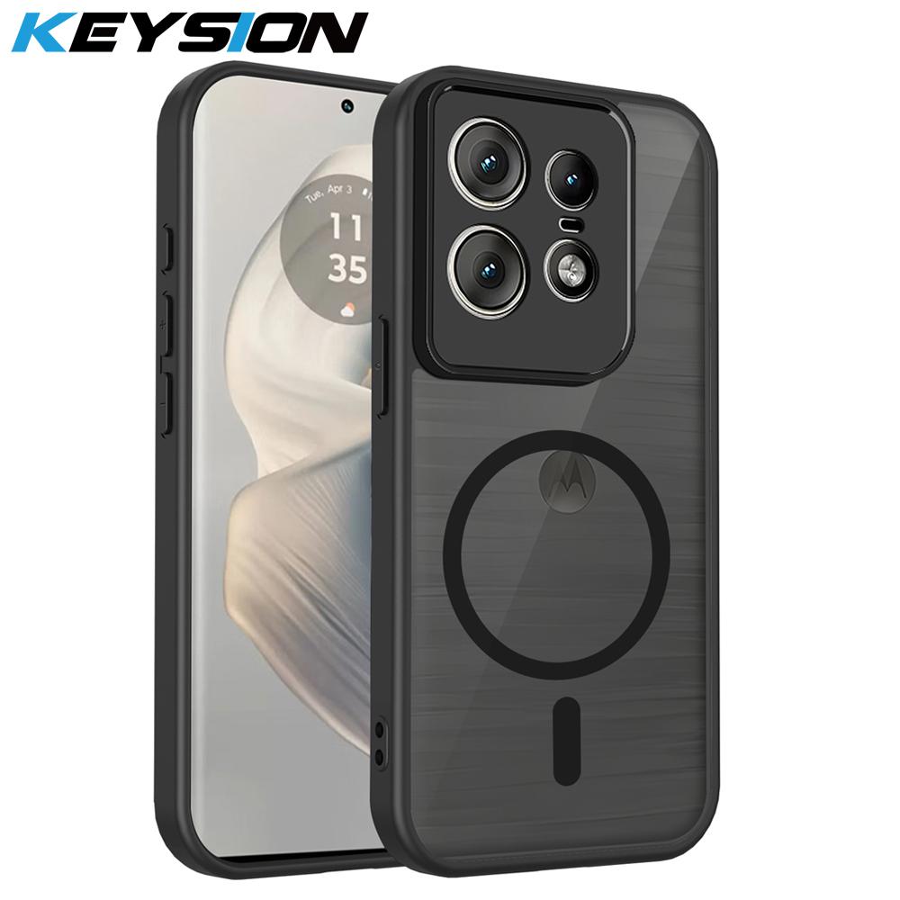 KEYSION Magnetyczne Etui na Telefon do Motorola Edge 50 Pro 5G Matowe Półprzezroczyste Przezroczyste Odporne na Wstrząsy Pokrowiec do Edge 50 Ultra 50 Fusion 5G