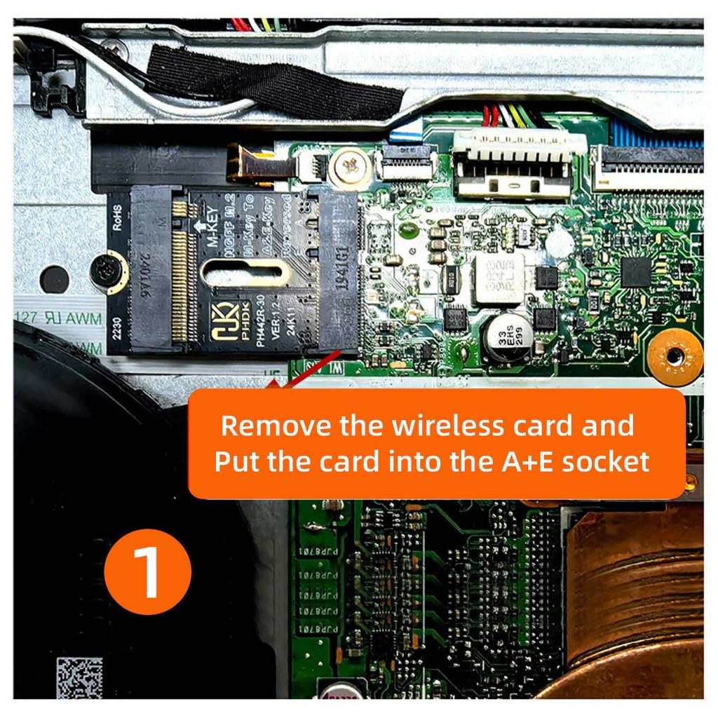 EP-043-BK NGFF A+E-Key Male To NVME M-Key Female Extension Adapter for Laptop Mainboard SSD