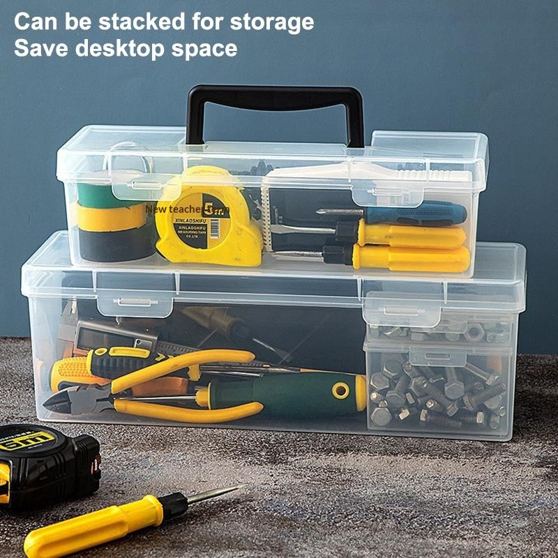 Transparent Handheld Toolbox Portable Large Capacity Thickened Plastic Hardware Tool Storage Box With Handle Tool Organizer Box