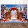 Winter Snowman Christmas Tree Lantern Street Theme Banner Background Children's Birthday Party Decoration Photography Backdrop