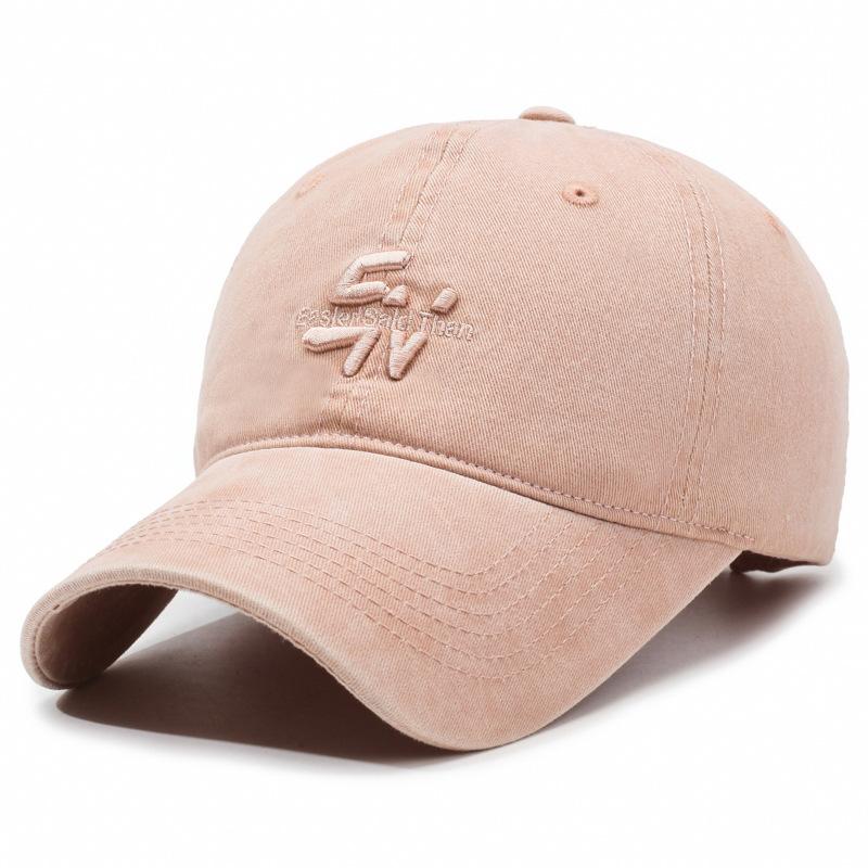 Hat Trendy Denim Cap Fashionable Versatile Retro Washed Spring And Autumn Letter Baseball Cap Adjustable розовый