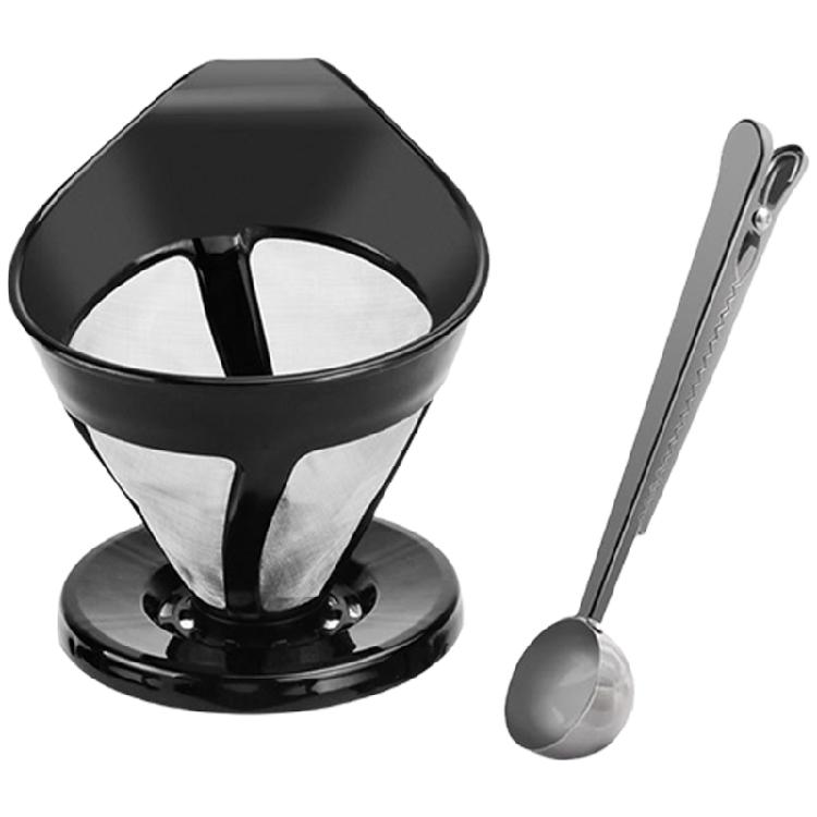 Кофейные ситечки из нержавеющей стали с мерной ложкой Набор кофейных фильтров Сетки Кофейная воронка Подходит для кофемашин