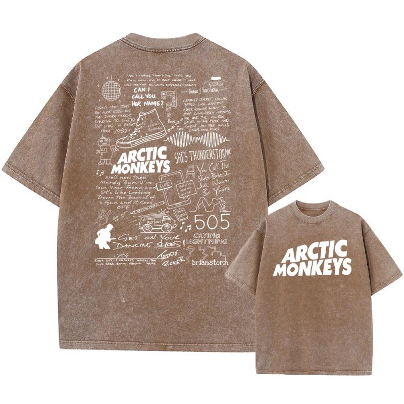 Retro Rock Arctic Monkeys Musikalbum Grafik T-Shirt Herren Vintage Washed Oversized Kurzarm T-Shirt Y2k Hip Hop Streetwear