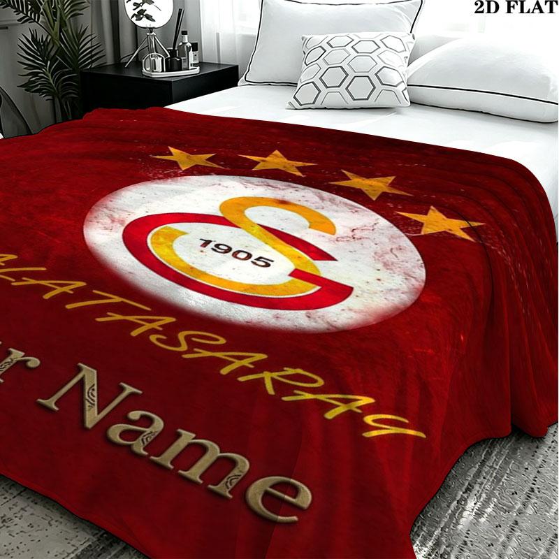 1PC Galatasaray S Custom Name Patterned Flannel Blanket Suitable For All Seasons for Home Decor Warmth and Comfort Gifts Holiday Present
