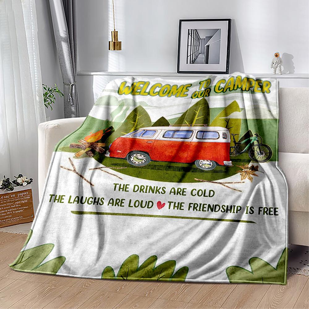 Camper Life Adventure Blankets Are Suitable for Living Rooms,making Them an Ideal Choice for Outdoor Travel and Gifts.