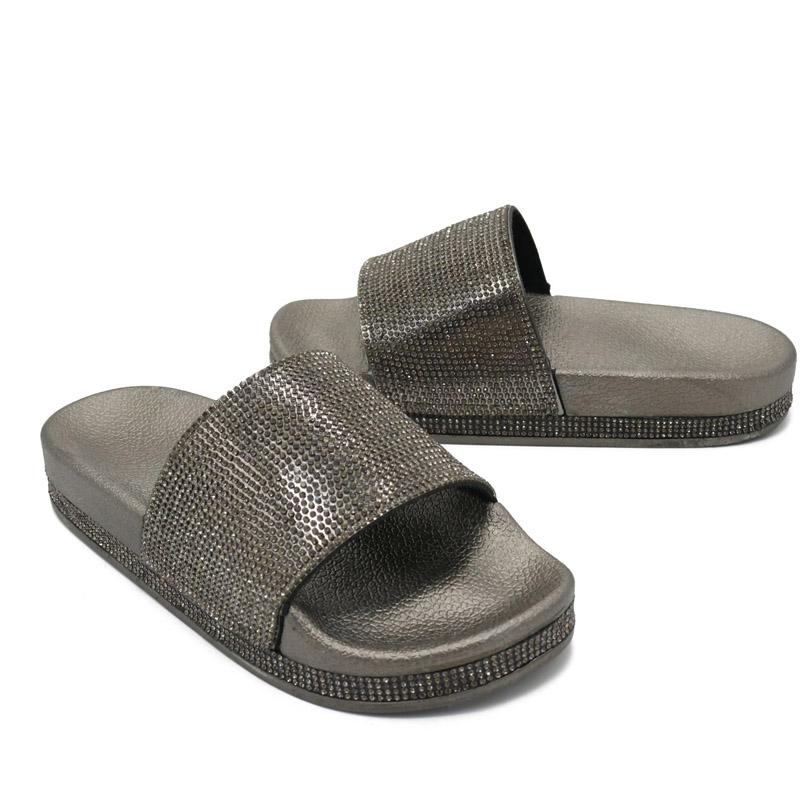 Sandales à plateforme Bling Été Femmes Pantoufle Nouvelle Mode Strass Dame Pantoufle de Plage Chaussures Tongs Slides Talons Hauts WSH3646