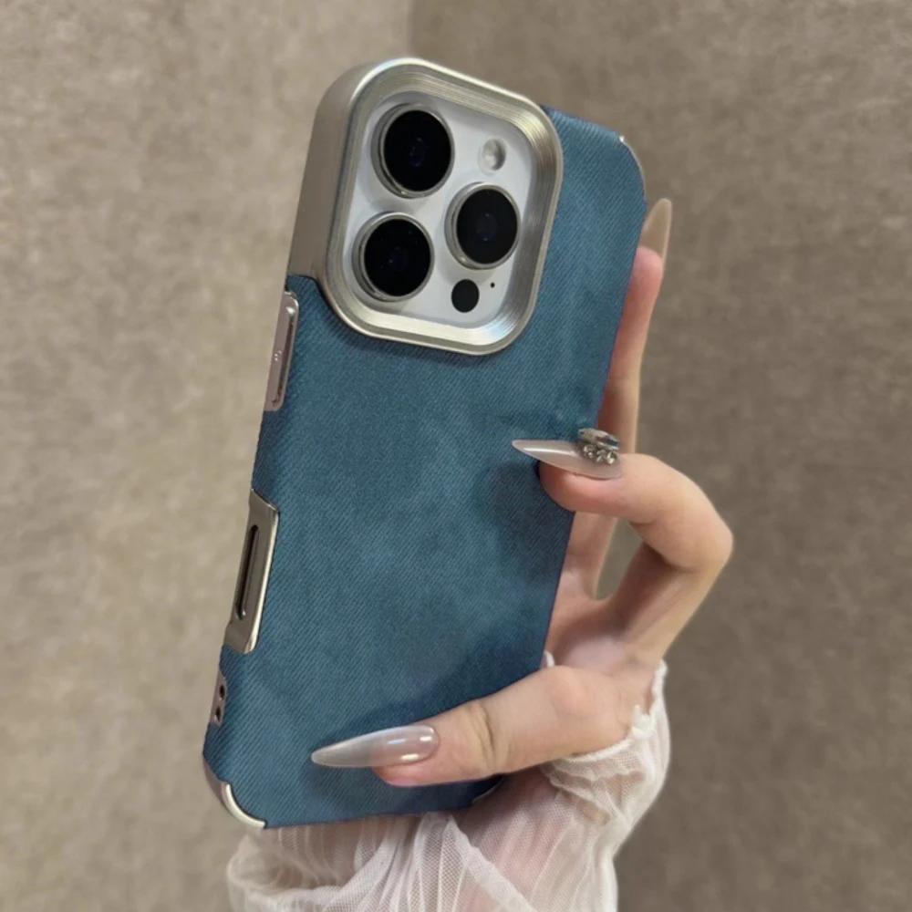 Cowboy Fabric Phone Case For iPhone 17 Air 16 15 14 13 12 Pro Max 11 Plus Jeans Soft Bumper Armor Retro Vintage Cover Funda