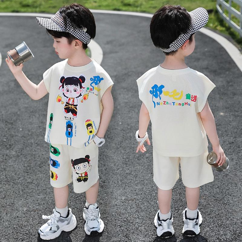 Nezha Clothing Boys' Set Summer 2025 New Western Style Baby Pi Handsome Clothes Summer Children's Tank Top Two Piece Set