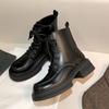 Leather Martin boots women's boots autumn and winter new small height increase thick-soled British style short boots women's single boots