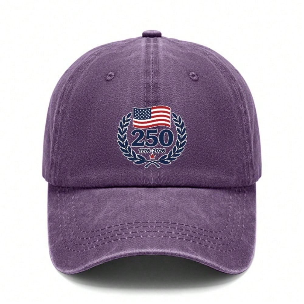 [Patriotic Baseball Cap] 250Th Anniversary USA Flag Print Adjustable Vintage Washed Hat Unisex Commemorative Outdoor Sports Cap For July 4Th Memorial