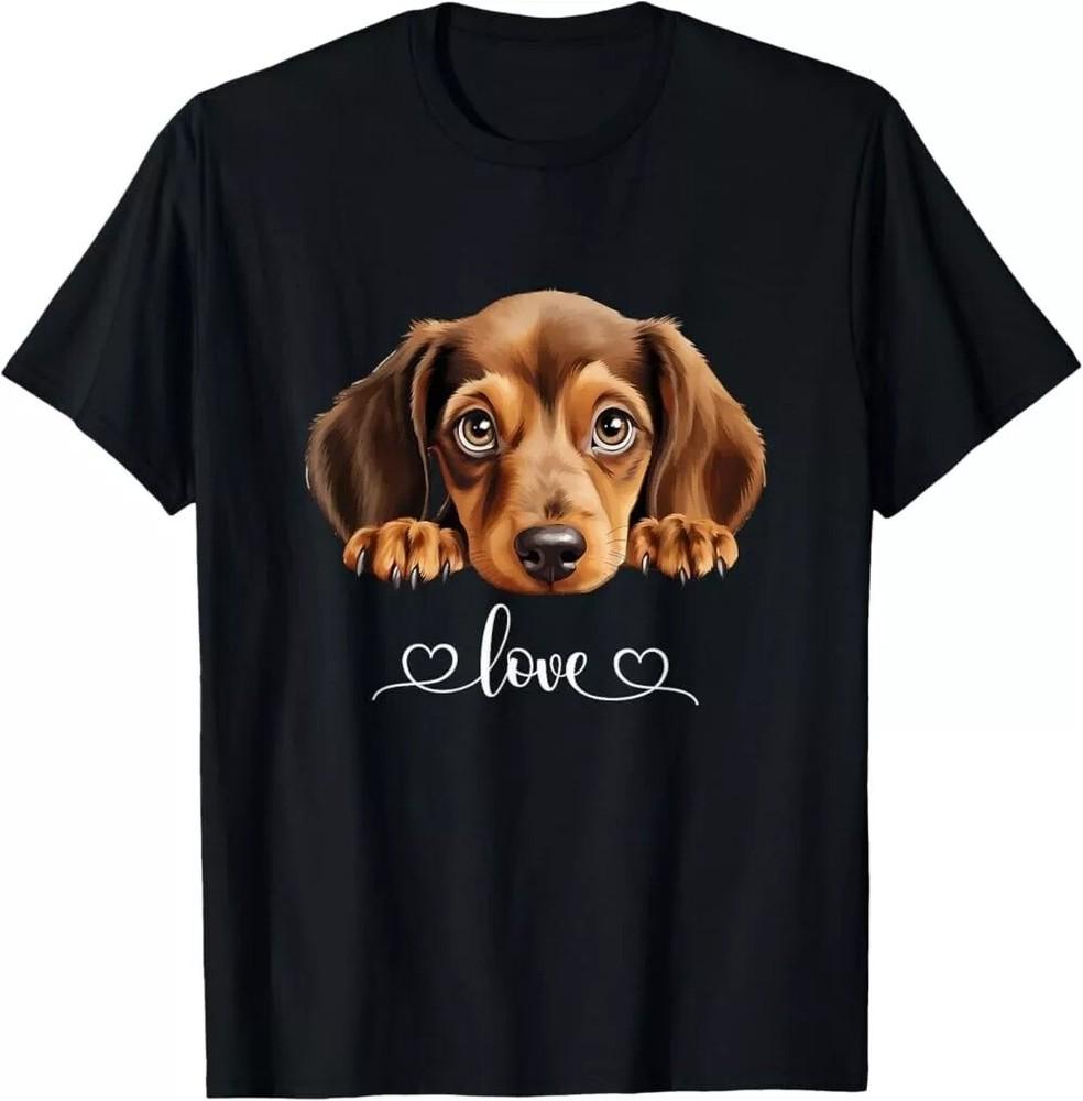2025/Cute Dog Graphic Love Dachshund Puppy Dog T-Shirt, Unisex Tee Unisex T-Shirt S