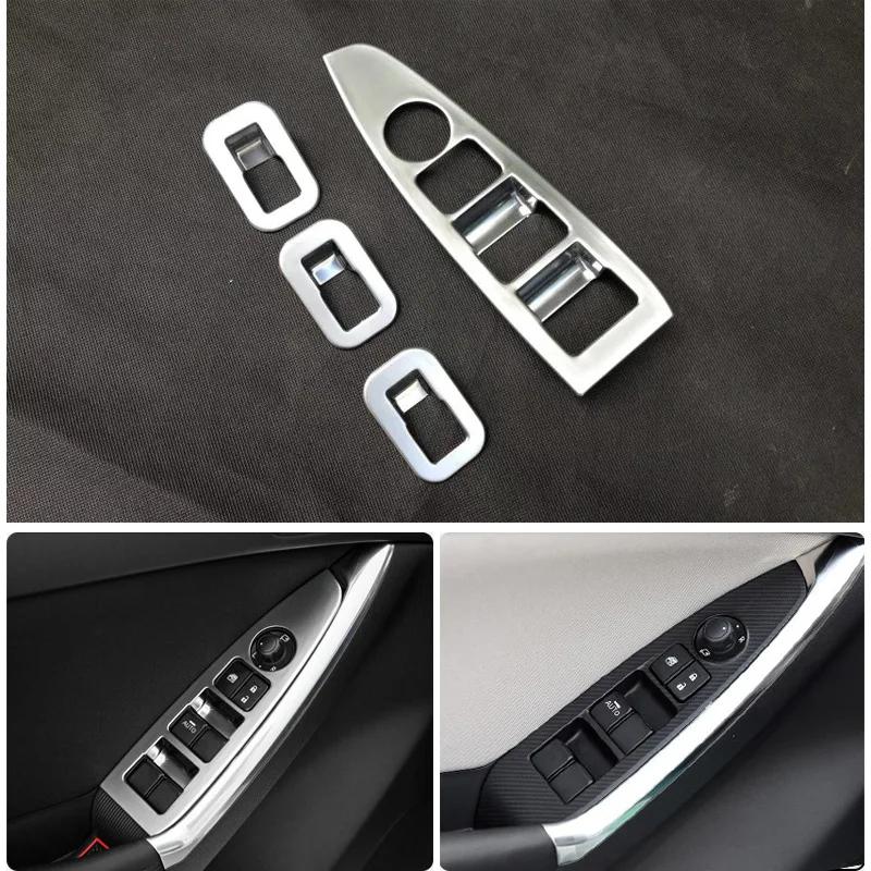 ABS Chrome Interior Door Window Lift Switch Button Panel Frame Cover Trim Fit For Mazd@ CX-5 CX5 2013~2016