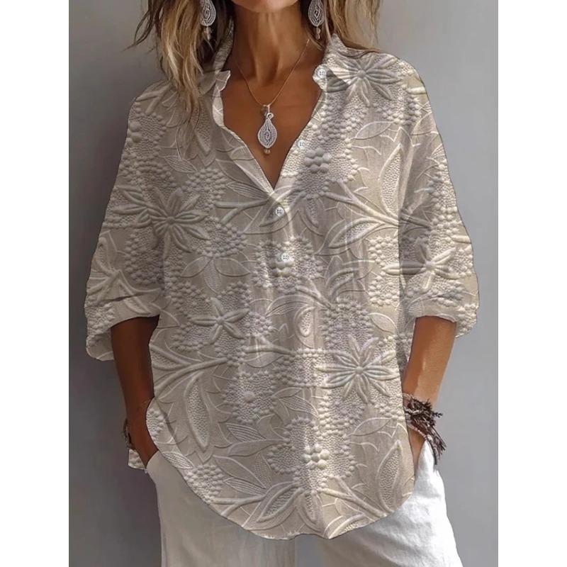 QICED Women's Fashion Casual Long Sleeve POLO Neck Blouses & Shirts