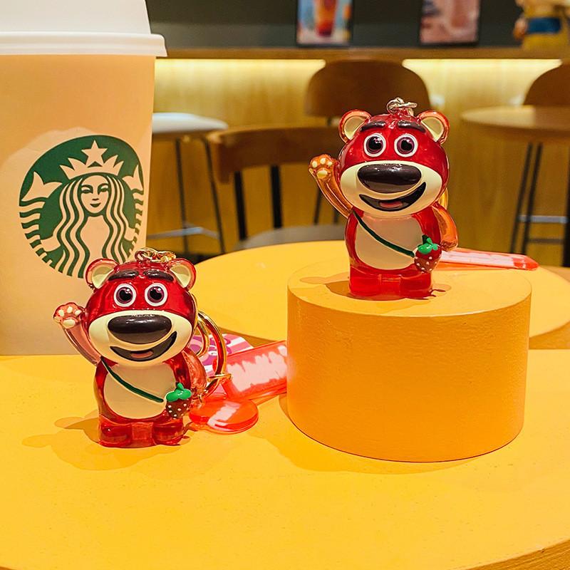 Bear Crystal Strawberry Keychain Adorable Resin Pendant For Bags And Keys