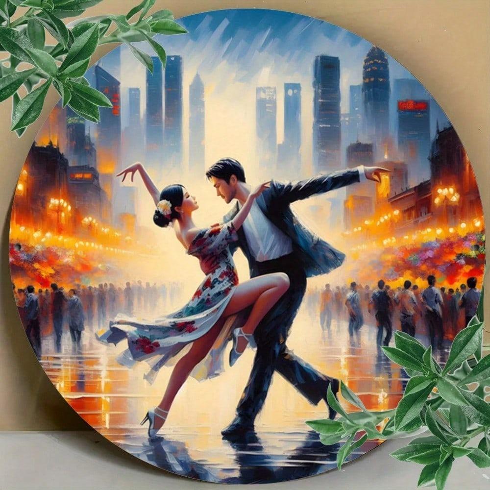 Tango Metal Art Sign Vintage Wall Decor 7.8 Inch Circular 2D High Resolution Painting for Home Bar Cafe Shop Dorm