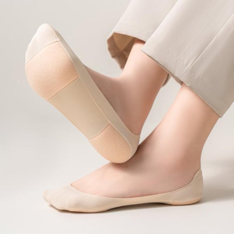 Ice Silk Boat Socks Foot Padded Silicone Anti Slip Thick Sponge Bottom Soft Comfortable High Heel Shockproof Invisible Socks