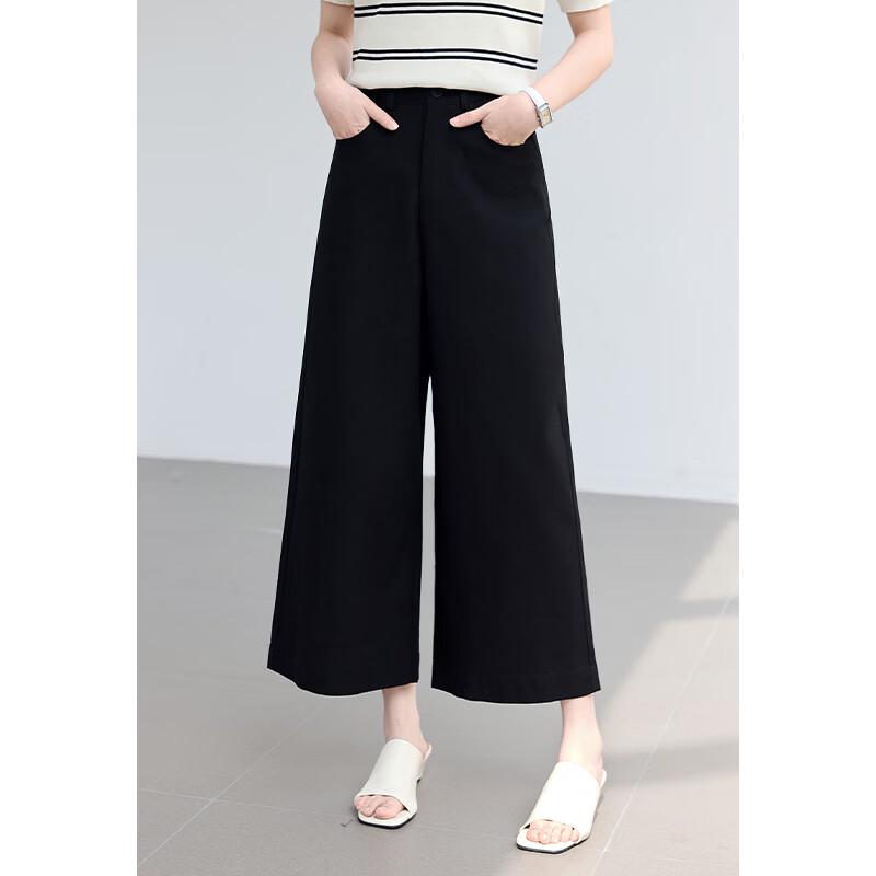 VICTORIA&VERA Women's Casual Cropped Wide-Leg Pants