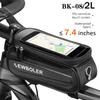 WILD MAN Bike Bag 2L Frame Front Tube Cycling Bag Bicycle Waterproof Phone Case Holder 7.4 Inches Touch Screen Bag