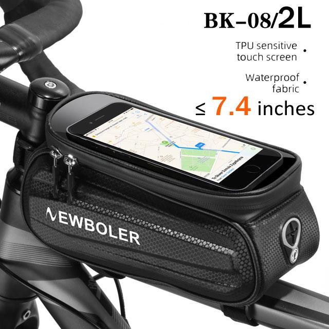 WILD MAN Bike Bag 2L Frame Front Tube Cycling Bag Bicycle Waterproof Phone Case Holder 7.4 Inches Touch Screen Bag