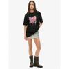 Oversize Women's Short-Sleeve T-Shirt with Pink Heart, Colorful Flowers and "Hpsom flower" Print