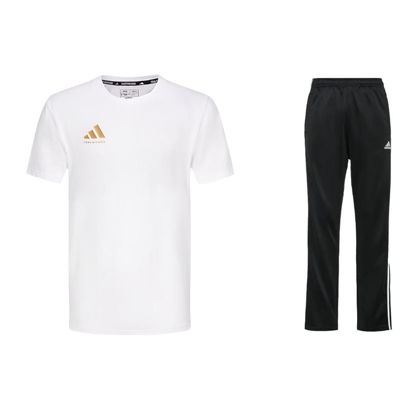 

Топ с круглым вырезом и короткими рукавами и длинными брюками средней посадки, повседневный спортивный комплект, унисекс-комплекты ADICLTS24CTK-WG+TR30PR-BW L