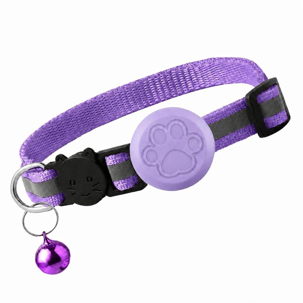 Reflective Cat Dog Collar with Smart GPS Tracker 2-in-1 Bundle Adjustable Anti-Lost Location Finder Safety Buckle Bell 3