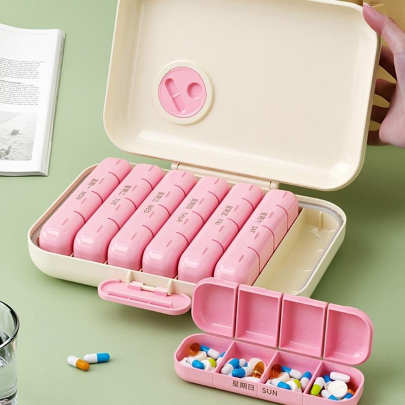7-Tage Tragbarer Pillendosierer Case Große Kapazität Reise Medikamenten Organizer Mit Intelligenten Fächern Sicherer ABS-Kunststoff Für Zuhause Oder Reise