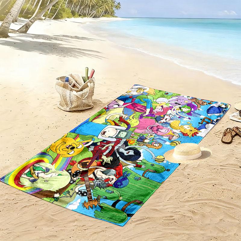 Adventure Time Print Beach Towel, Large Soft Quick Dry Towel for Beach Camping Swimming
