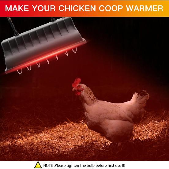 Chicken Coop Heat Lamp 250W Chicken Coop Heater Temperature Adjustable Chicken Brooder Heat Lamp Chicken Heaters for Chick Kitten Puppy Pets (250W-)