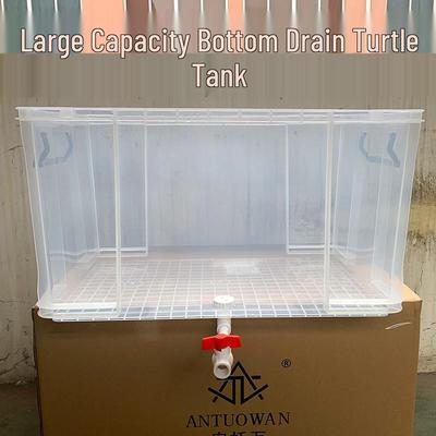Turtle Tank with Drainage Hole - Transparent Breeding & Storage Box, Small/Large Size for Home Use