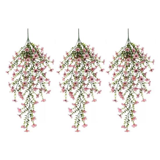 1/2/3/6Pcs Hanging Artificial Violet Flower UV Resistant Realistic Fake Flower Wedding Party Indoor Outdoor Garden Wall Hanging Faux Flower Decoration