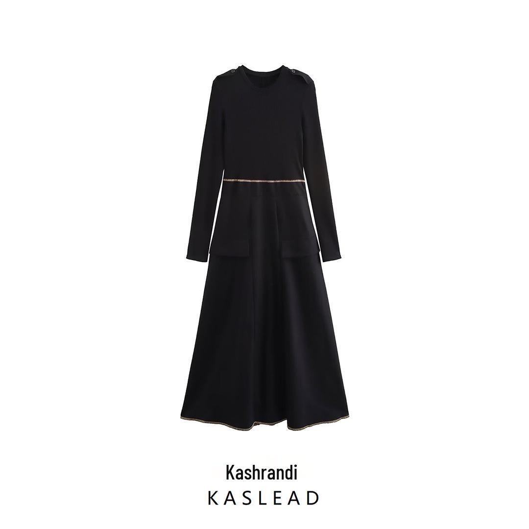 

Autumn 2024 Women s European & American Style Patchwork Long Sleeve Dress Small