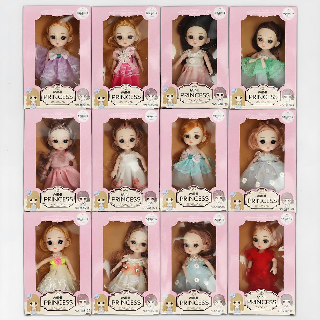 1pc Mini Cute Doll Girl Simulation Princess Costume Doll Model Random Style Accompanies Doll With Movable Joints