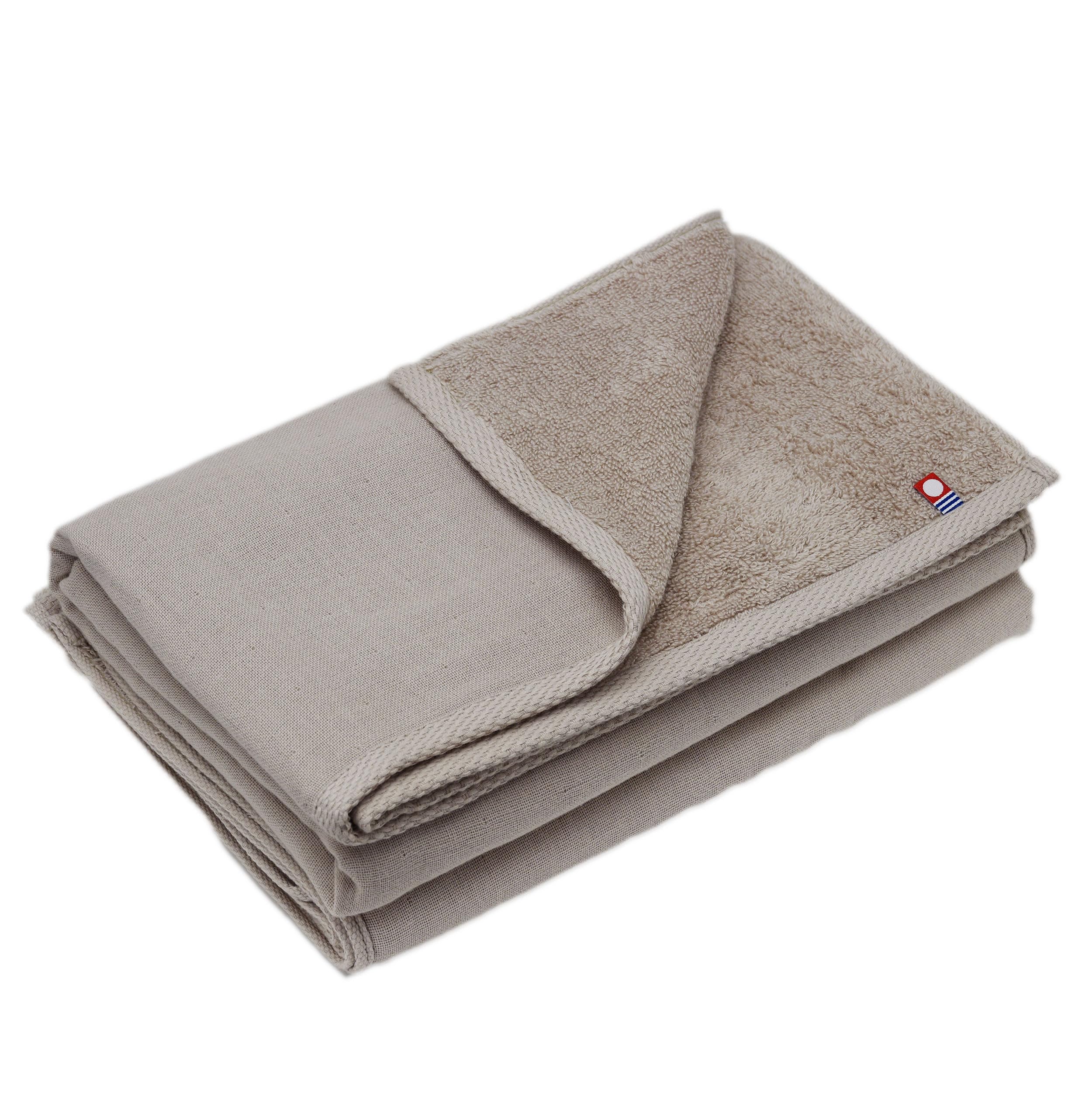 

Broccoli House Imabari Pile Gauze Bath Towels of Made in Cotton & (Set 2) 60x120cm, Thin, Quick-Drying, Absorbent, Japan, 100% (Ash Beige)