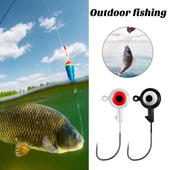 20Pcs 2.5CM/2.5G Colorful Eyes Fishhook Heavy Duty Metal Barbed Round Head Fishing Hook Freshwater Saltwater Bass Fishing Accessories