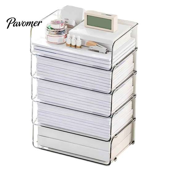 Information Sorting Container Paper Organizer Letter Tray, Acrylic Stackable Desk File Organizer, Clear Home Office Management Holder Sorter