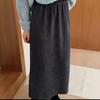 Winter High Waisted Hip Hugging Skirt, Corduroy Split Mid Length Skirt For Women