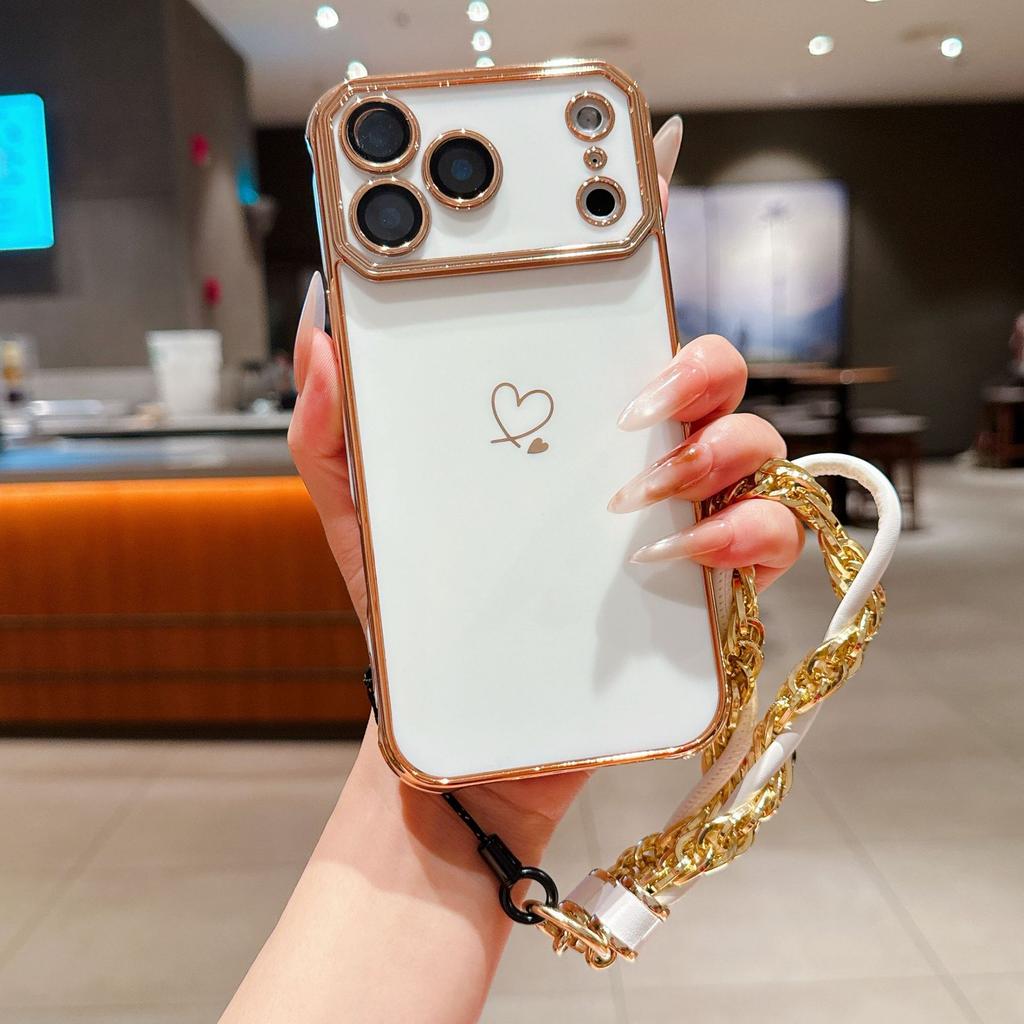 Applicable To iPhone11Promax Large Window Electroplating Mobile Phone Case Apple 11 Anti-drop Double Love Belt Lanyard