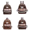 Mochila de Nylon Estilo Urbano con Estampado de Leopardo Cosido Para Uso Diario y Desplazamientos