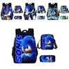 Sonic Cartoon School Bag Set With Oxford Fabric Breathable Lightweight For Kids School Use