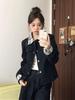 Trendy Petite Plaid Lapel Jacket for Women - Spring/Autumn 2025
